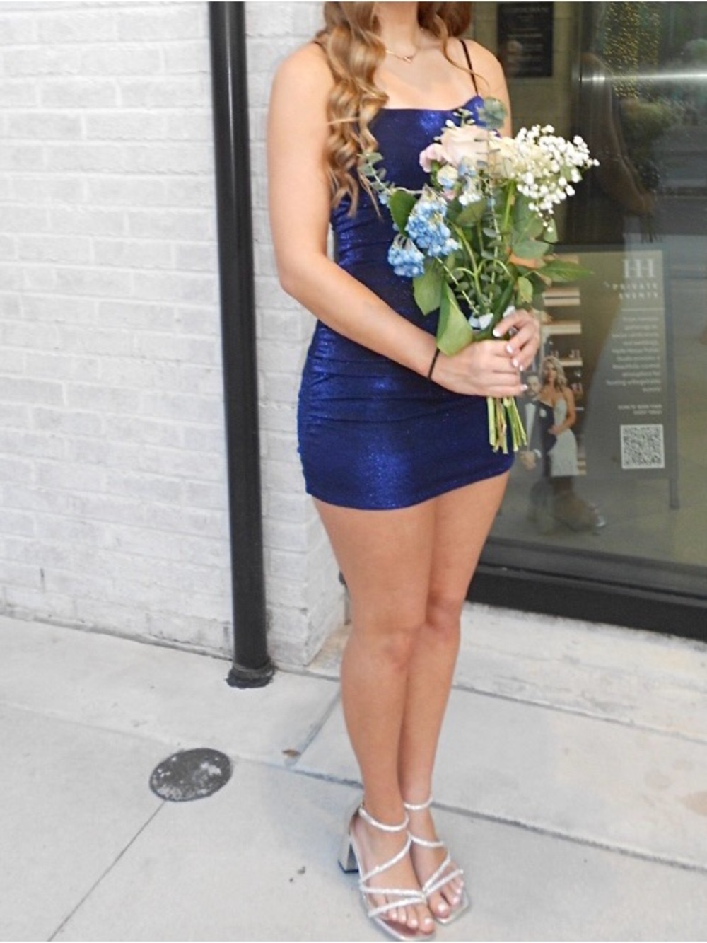 Women's Sparkle Bodycon Mini homecoming Dress in Navy Blue